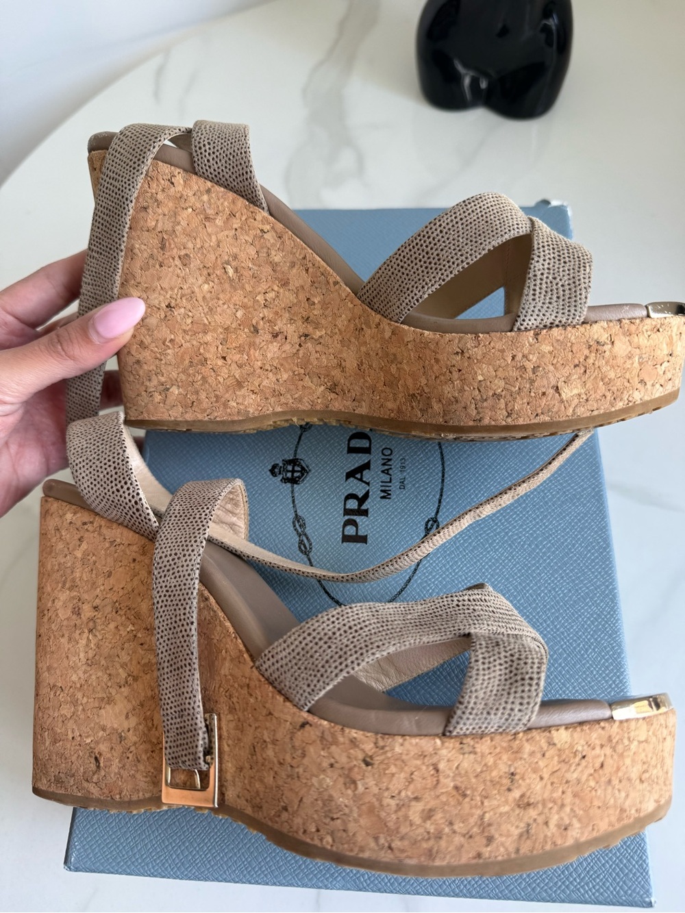 Jimmy Choo Papyrus Wedges strappy leather - Picture 8 of 12